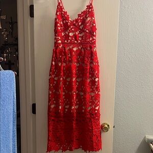 Elegant Red Lace Dress